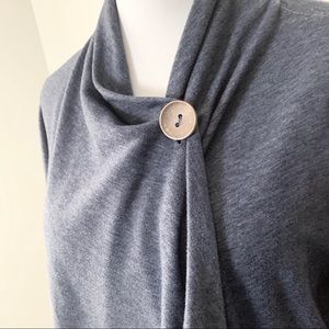 Bobeau XL wrap sweater, heather blue